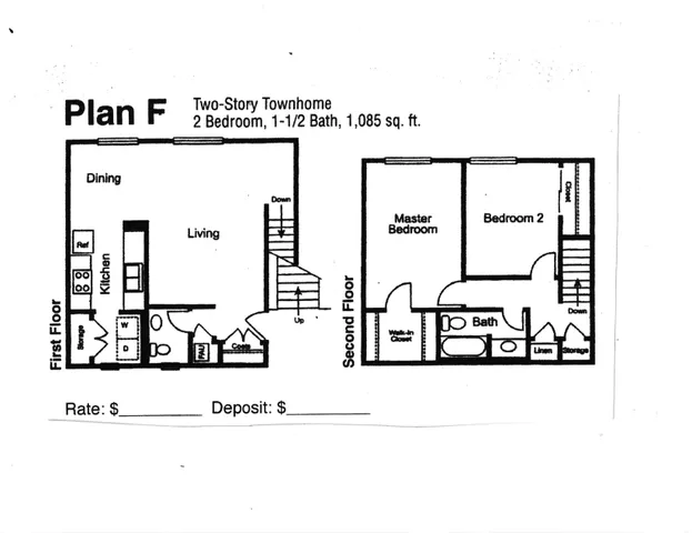 2-Bedroom 1.5-Bathroom Two-Story Townhome