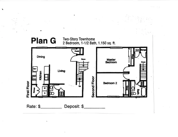 2-Bedroom 1.5-Bathroom Two-Story Townhome
