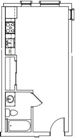 Studio with 383 square feet