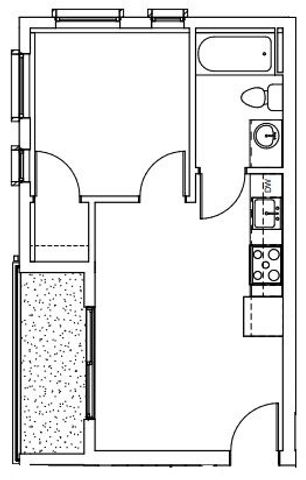 One bedroom and one bathroom