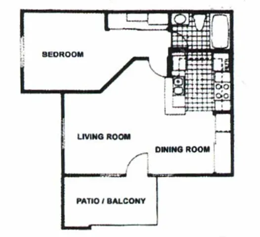 One Bedroom One Bathroom Floor Plan