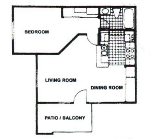 One Bedroom One Bathroom Floor Plan