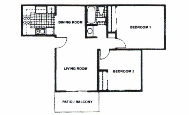 Two Bedrooms One Bathroom Floor Plan