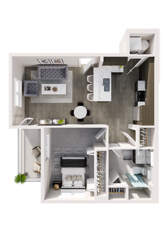 1 Bedroom 1 Bathroom Floor Plan