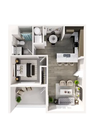 1 Bedroom 1 Bathroom Floor Plan