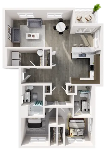 2 Bedroom 2 Bathroom Floor Plan