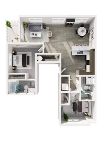 2 Bedroom 2 Bathroom Floor Plan