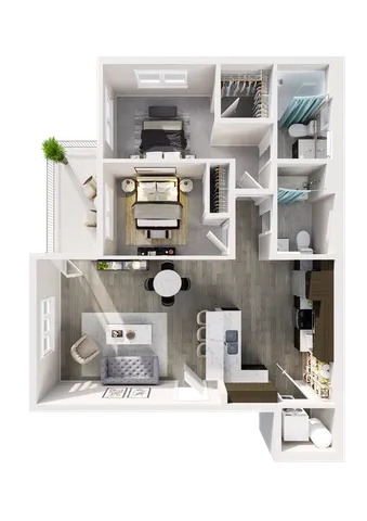 2 Bedroom 2 Bathroom Floor Plan