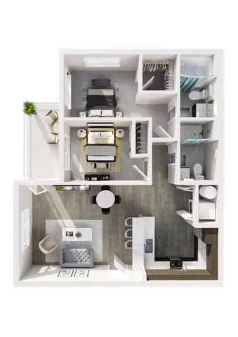 2 Bedroom 2 Bathroom Floor Plan