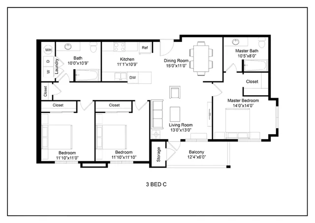 3 bed 2 bath - C