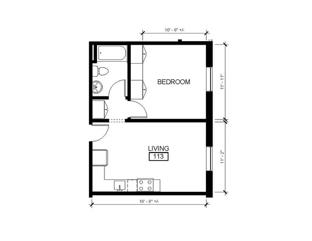 1 Bedroom F Floor Plan