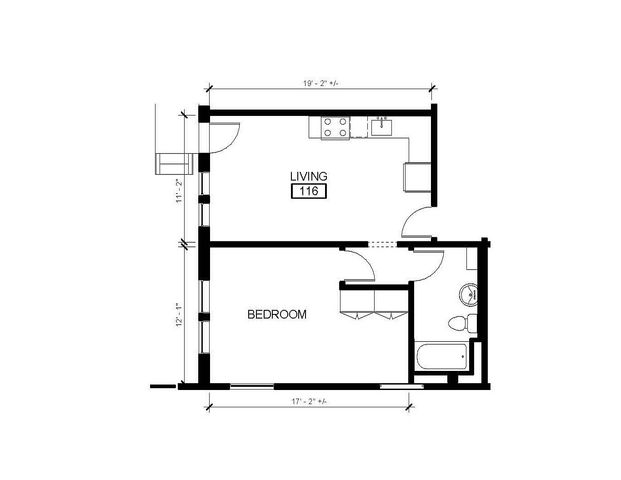 1 Bedroom H Floor Plan