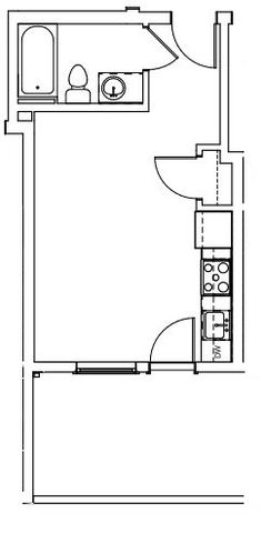 2D Floor Plan rendering of a studio unit