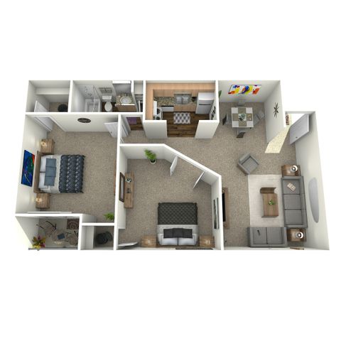 Two Bedroom One Bathroom Floor Plan