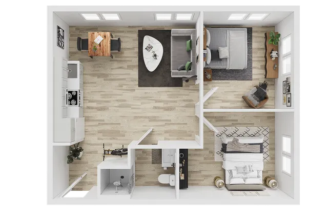 3d two bedroom floor plan