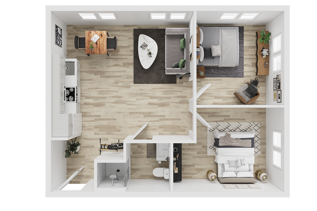 3d two bedroom floor plan