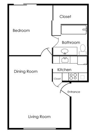 800 sqft 1-bedroom floorplan
