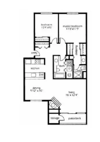 2 Bed 2 Bath Floor Plan