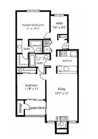 2 Bed 2 Bath with Den