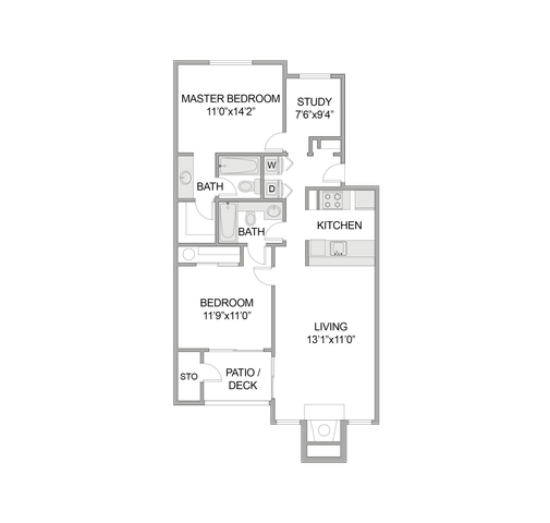 2 Bed 2 Bath with Den
