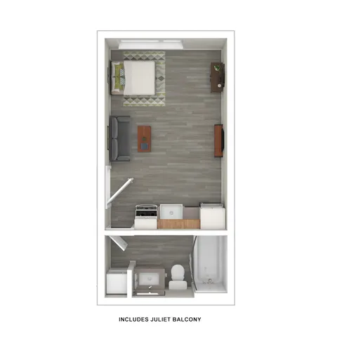 3D Furnished Floor Plan Studio B