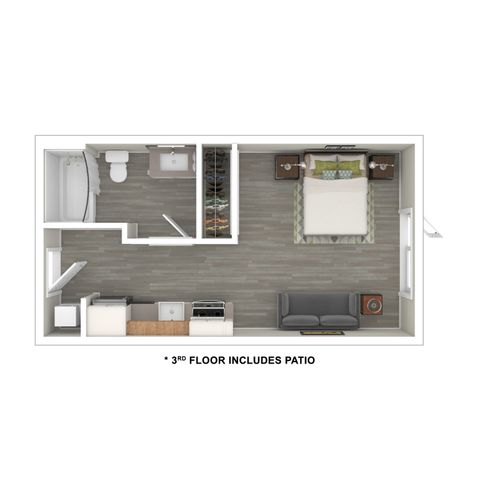 3D Furnished Floor Plan Studio F