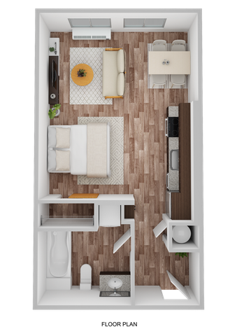 3D rendering of Studio Floor Plan Layout