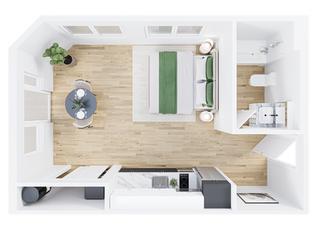 0x1 E 3D Floor Plan