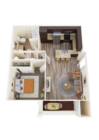 One-Bedroom, One-Bathroom B Floor Plan