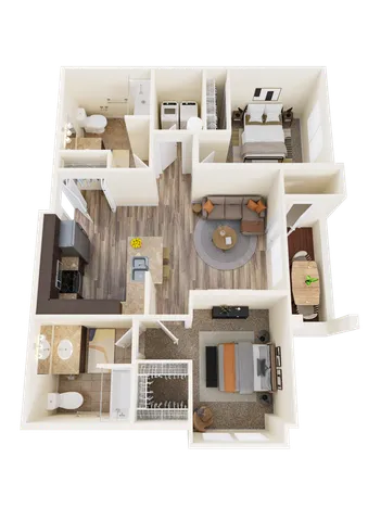 Two-Bedroom, Two-Bathroom B Floor Plan