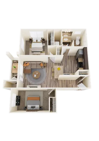 Two-Bedroom, Two-Bathroom C Floor Plan