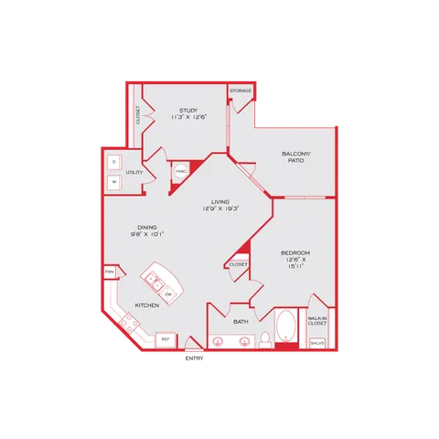 A7 with Study | Caroline on Voss | Houston, TX Apartments