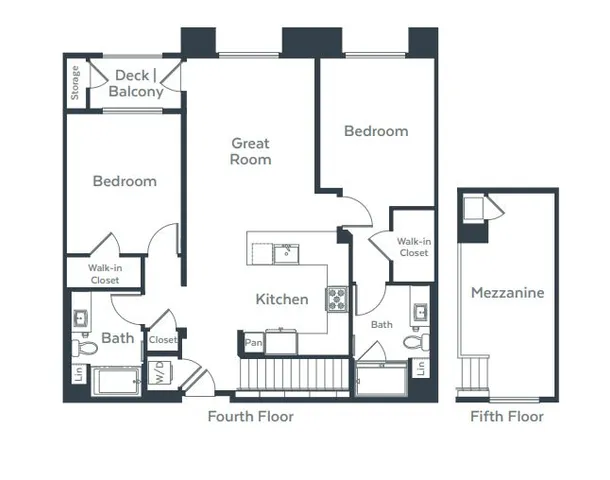 M 2Bed 2Bath with Mezzanine