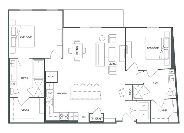 Pearl Bee Cave B10 floor plan showcasing a spacious 2 bed, 2 bath layout with an open living and dining area, stylish kitchen, and ample storage, totaling 1,341 square feet.