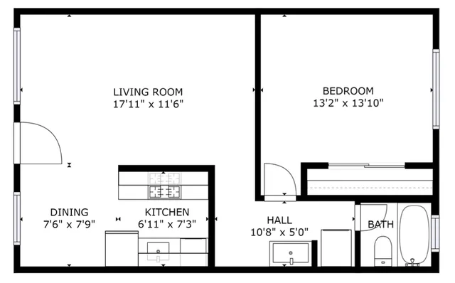 1BR/1BA Layout