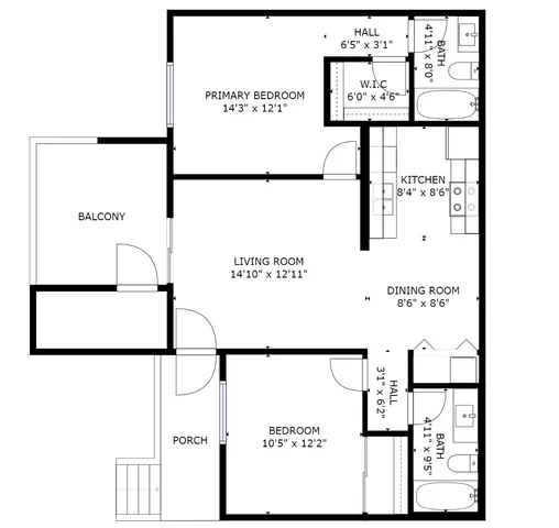 2BR/2BA Layout