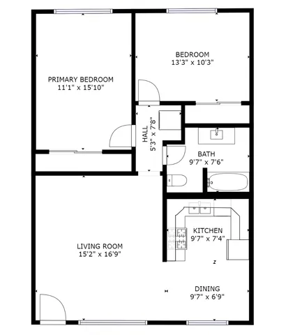 2BR/1BA Layout