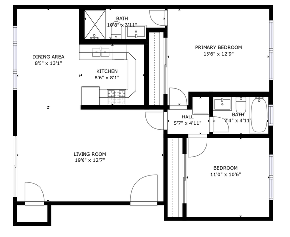 2BR/2BA Layout