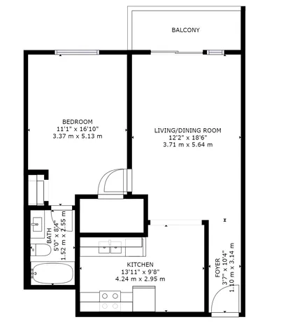 1BR/1BA Layout