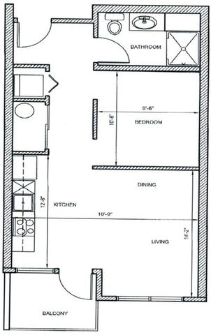 Studio B with balcony