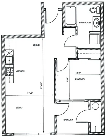 1Bed C Units 413,411,313,311,213,211