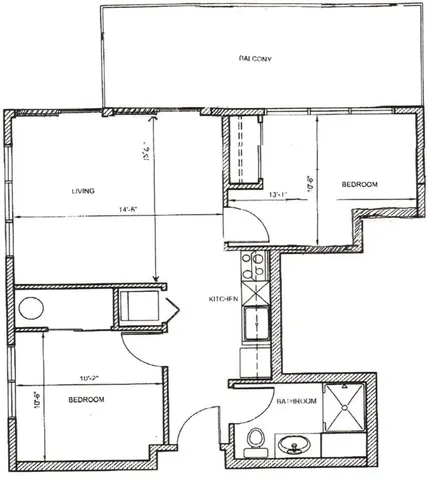 2Bed, 1Bath B Units 404,405