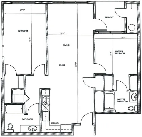 2Bed, 2Bath B Units 208,308,408