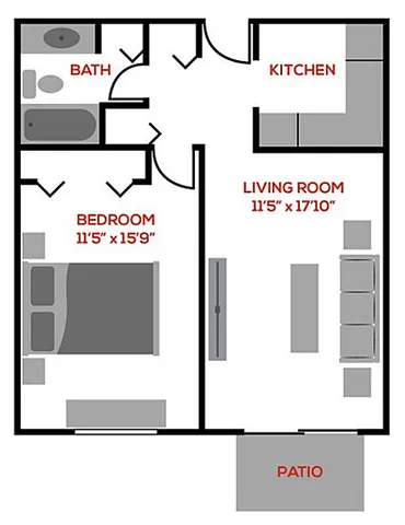1 BR Floor Plan