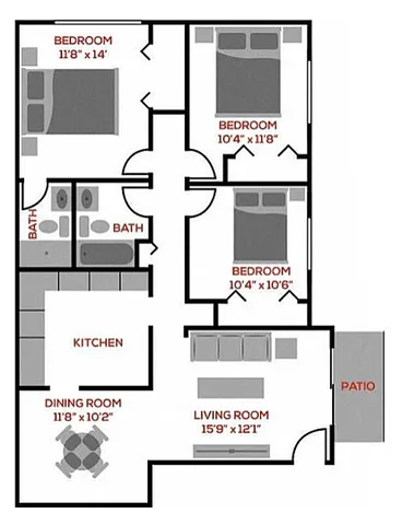 3 BR Floor Plan