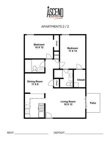 2 Bd 2Bth with Tub/Shower