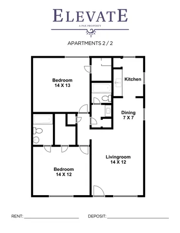 2 Bedroom-2 Bath Flat