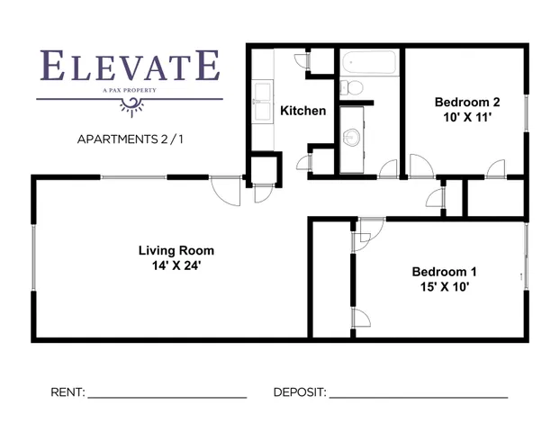 2 Bedroom 1 Bath (V2)