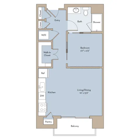 Alamo A 1x1 floor plan