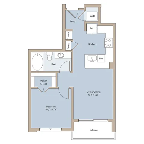 San Gabriel 1x1 floor plan